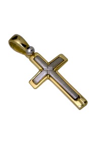 18ct Yellow and Brushed White Gold Italian Made Cross